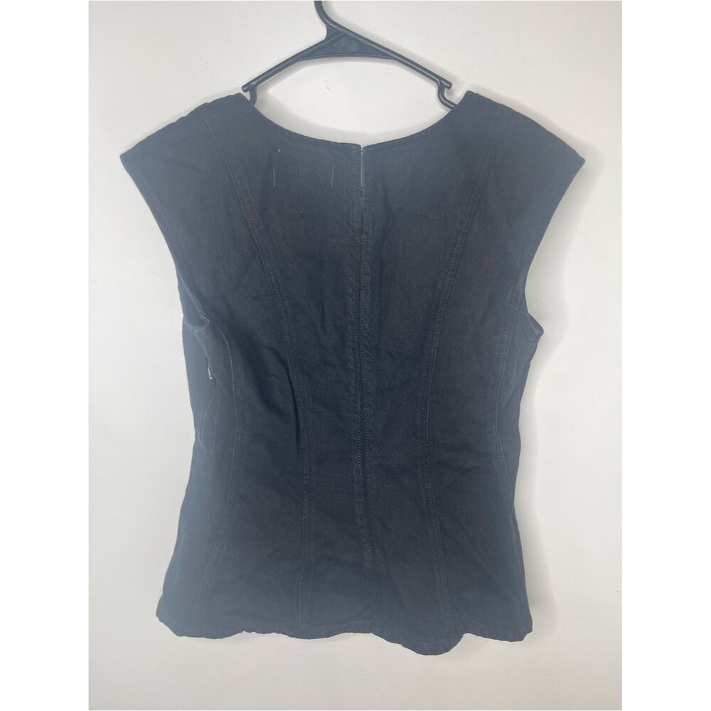 Madewell Airy Denim Seamed Scoopneck Top Size 00 Black - Picture 5 of 8